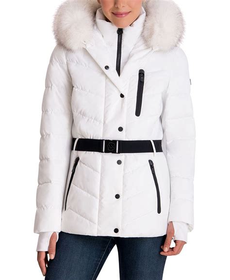 michael michael kors faux-fur trim hooded down coat|macy's Michael Kors puffer coat.